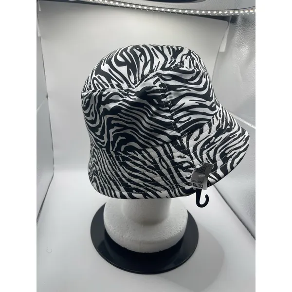 NWT Design Zebra‎ Print Bucket Hat Black White Sz S/M Safari H0171 - Image 2