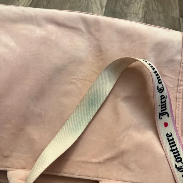 Juicy Couture Pink Velour Tote Bag Heart Coin Purse Crossbody Strap Y2K - Image 5