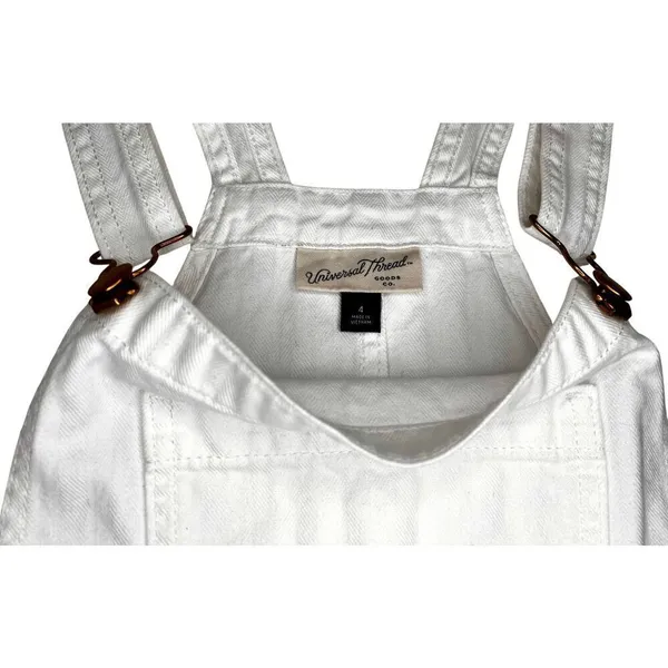Universal Thread White Denim Overall Shorts Size 4 EC - Image 4