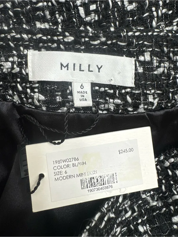 NWT MILLY Tweed Mini Skirt | Designer Preppy Bouclé Skirt - Image 3