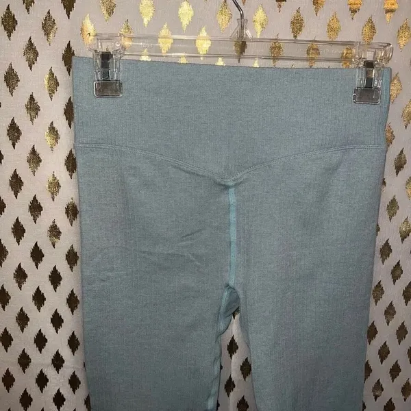 Ribbed Seamless Leggings blue Gym Clothes Yoga size M - Image 5