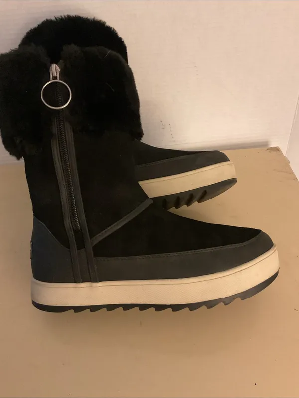 Koolaburra by Uggs women Black Suede leather fur Tynlee waterproof boots US 9 - Image 8