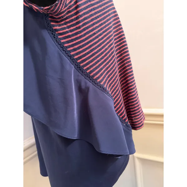 Anthropologie Meadow Rue Sideswing Striped Ruffle Back Top Linen Cotton Blend - Image 4