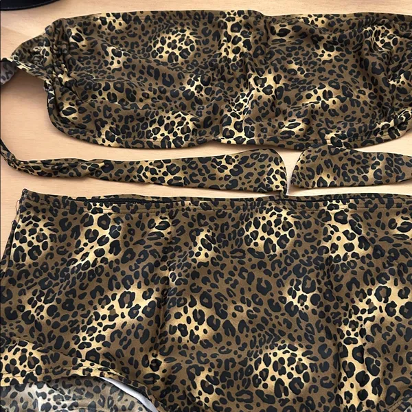 Free with Bundle New Women’s Leopard Print Bikini Set High rise size Large - Image 3