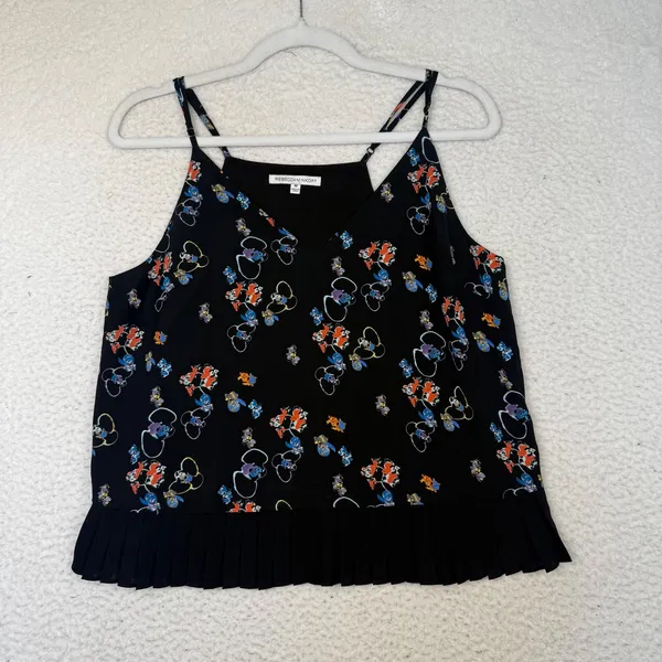 Rebecca Minkoff Camisole Top Womens‎ Medium Black Disney Pleated Hem - Image 2