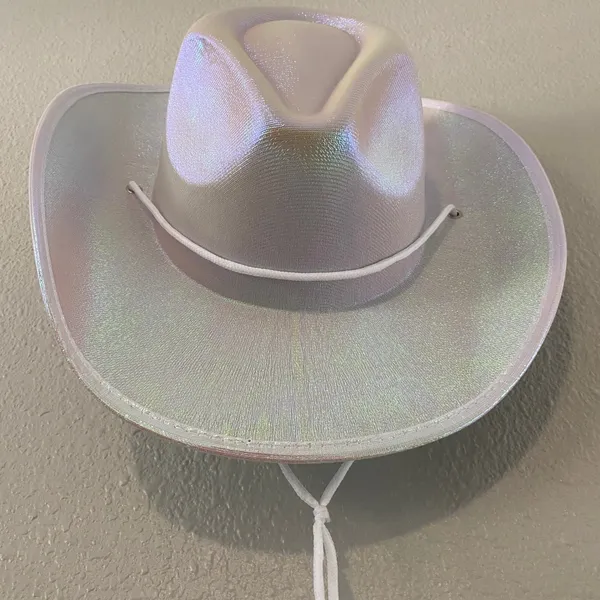 White Iridescent Cowgirl Hat Western Country Festival Summer Party Going Out - Image 2