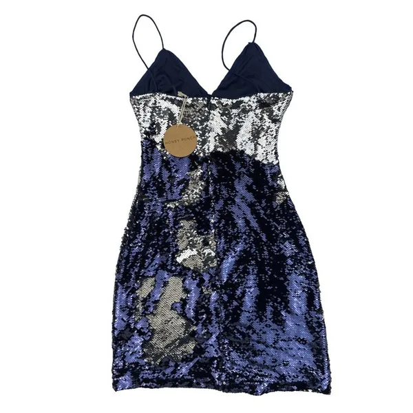 Honey Punch - Sequin Changing Mini Slip Dress in Blue & Silver - Image 5
