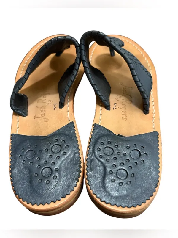 Jack Rogers Navy Leather Sandals,Size 7 - Image 3