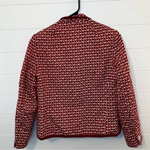 Women’s Red Patterned Women's Blazer Vintage Retro M-L Button Accents Handmade - Image 12
