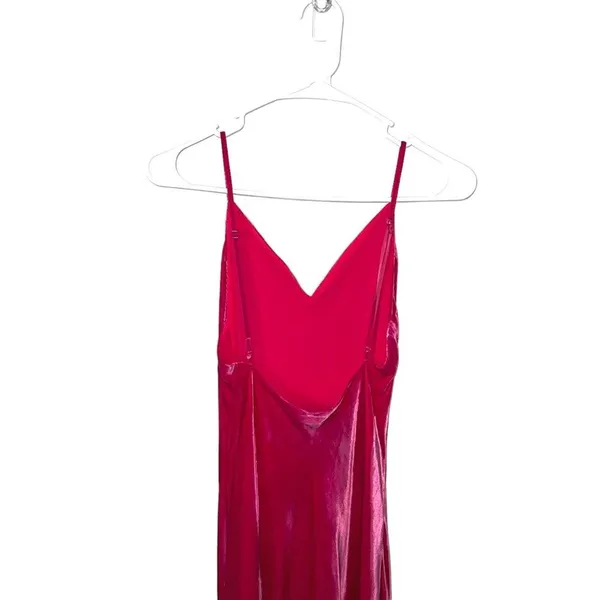 Le Superbe Silk Blend Velvet Bias Slip Maxi Dress Pink V Neck Spaghetti Strap 2 - Image 13