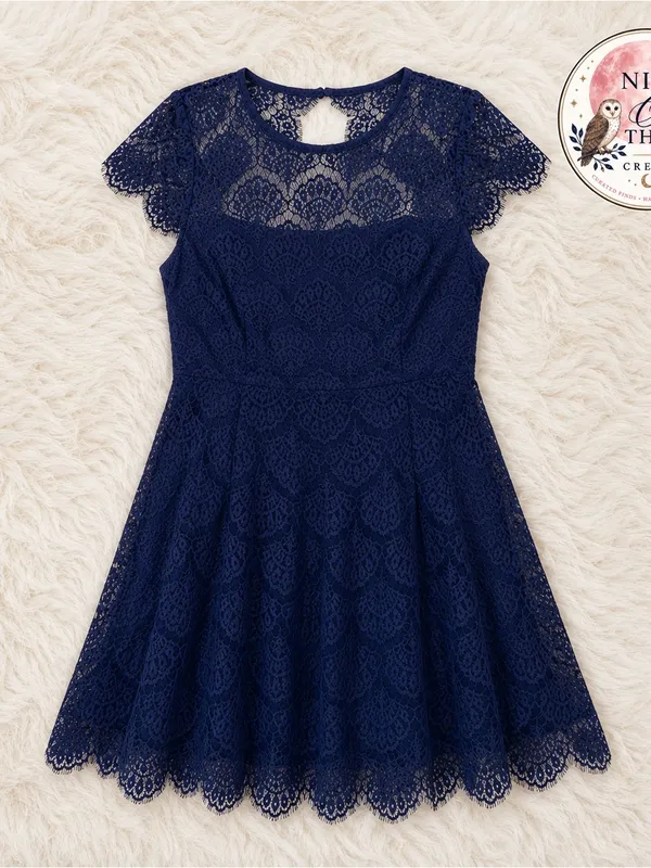 Navy Blue Lace Dress Women’s Size‎ 10 ~ Formal Party Dress ~ Wedding Guest - Image 6