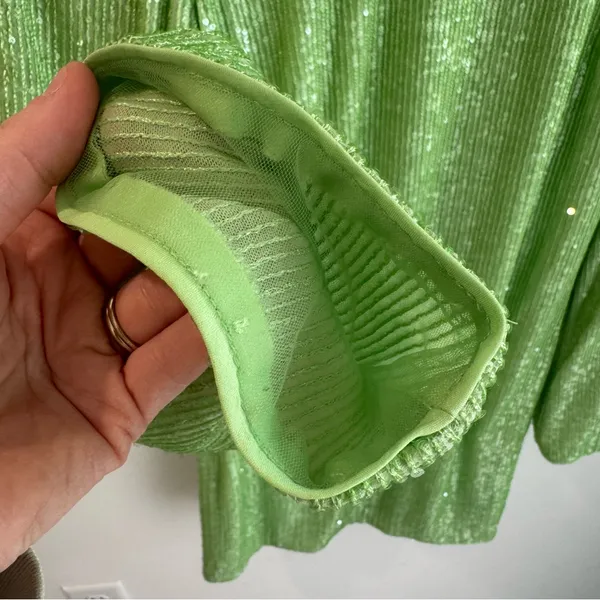 One33 Social Lime‎ Green Sequin Mini Dress Size 2 - Image 2