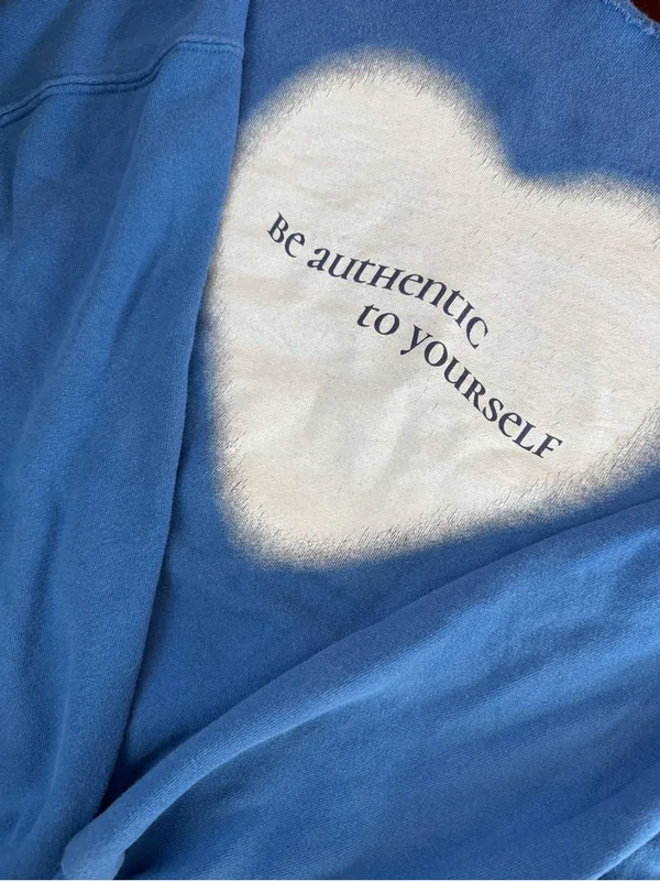 PacSun Off the Shoulder Be Authentic to Yourself Blue Crewneck Sweatshirt - Image 2