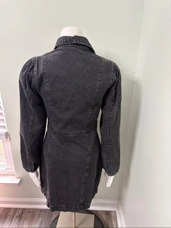 Free People Black Mia Denim Mini Dress Small - Image 15