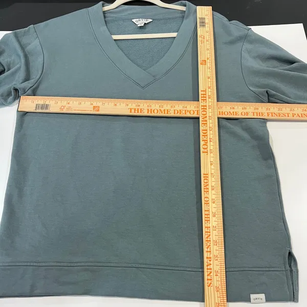 Orvis Sweatshirt Womens Medium Blue Gray Great V-Neck Modal Blend Long Sleeve - Image 7