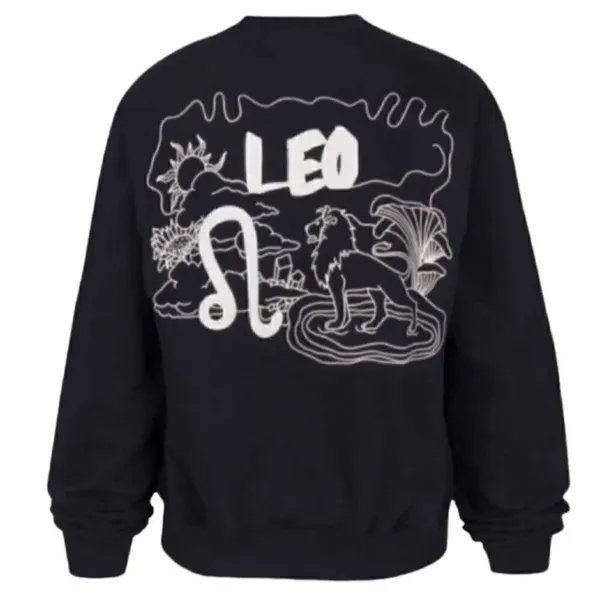 Good American Black Oversized Leo Zodiac Boyfriend Sweatshirt(Size O/XS) - Image 2