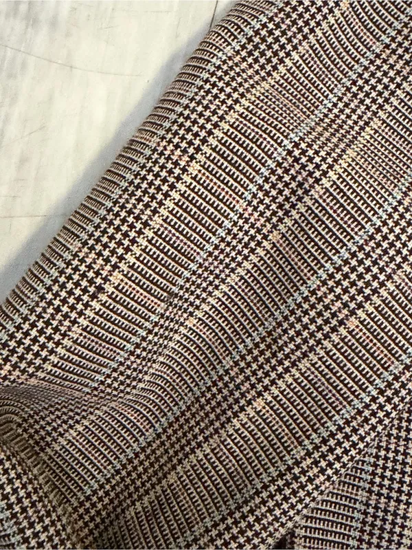 Pink Tartan Plaid Tailored Blazer in Brown and Gray - Image 2
