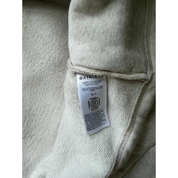 Athleta Cozy Karma Asym Pullover M/P Gray Heather Zip Neck Petite Sweatshirt - Image 5