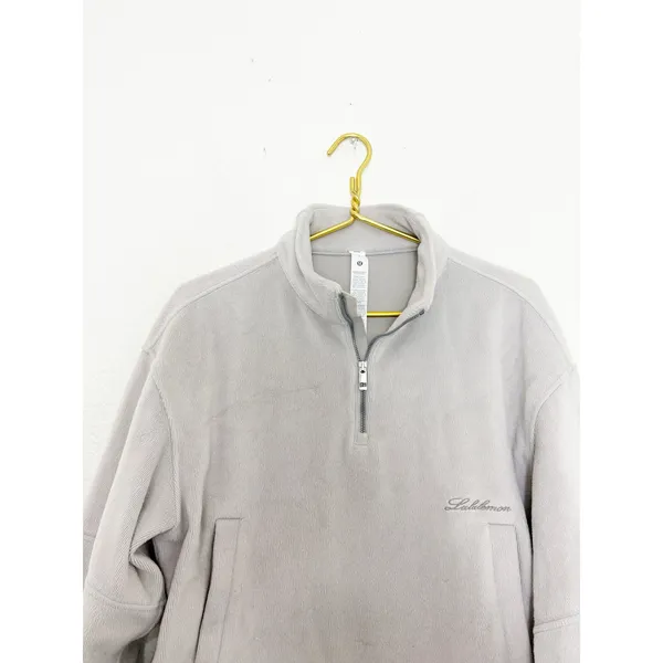 Lululemon Plush Velour Oversized Half Zip in Gray Size Small Workout Soft - Image 5