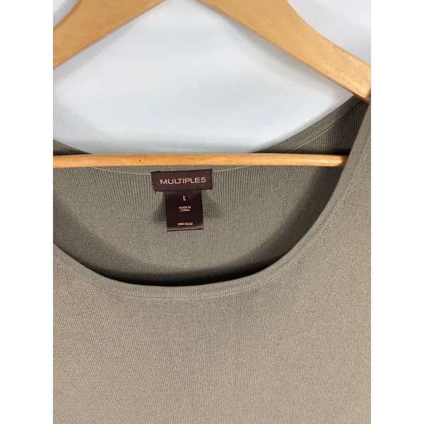 Multiples by Chicos Brown Knit Short Sleeve Top Size Large - Image 2