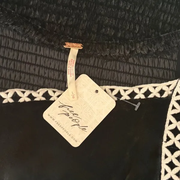 NWT!! FREE PEOPLE Tyler Velvet Corset Top Black Cream Embroidered Bohemian Large - Image 12
