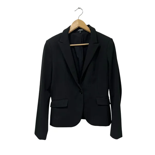 Express Black One Button Blazer Size 12 Career Office Professional - Image 2