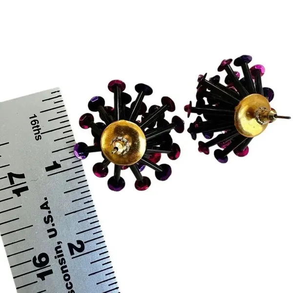 Statement Sputnik Burst Earrings – Pink & Purple Sequins - Image 6