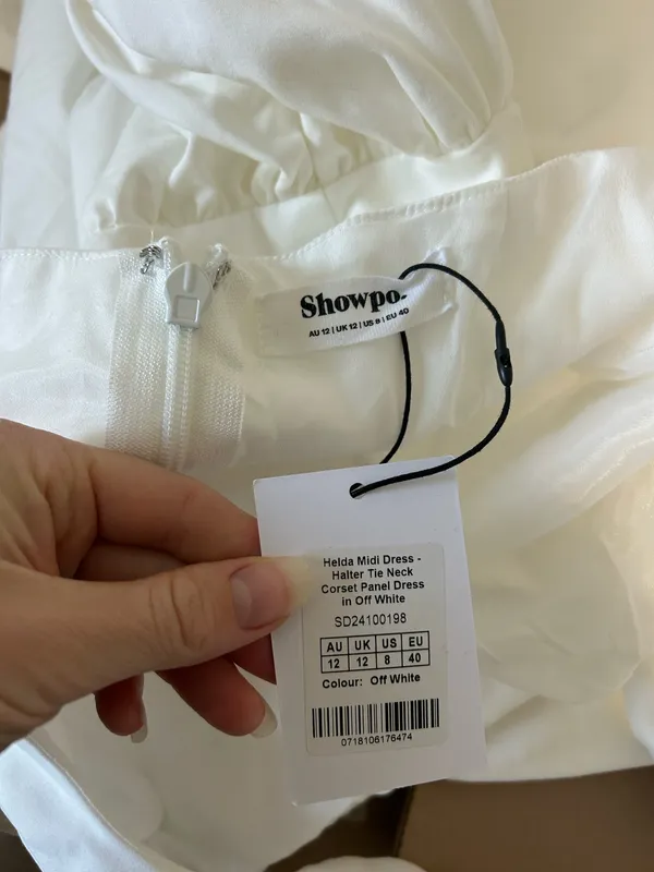 New Showpo Helda Midi Dress Halter Tie Neck Corset Dress Size Medium MSRP $139 - Image 12
