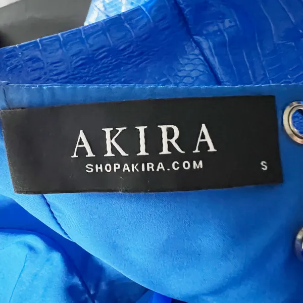 Akira Faux Vegan Leather Croc Embossed Lace Up Bustier Corset Tank Top Blue S - Image 2