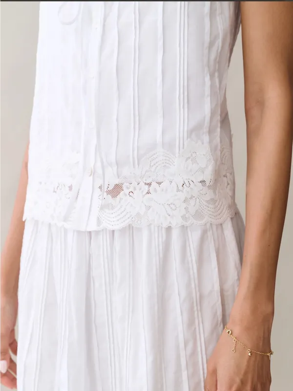 NWT Few Moda Vanya Cotton Top size Medium M white lace tank Sorella - Image 6