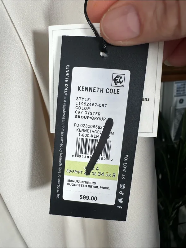 J124. Kenneth Cole- High-Rise Pleated Wide-Leg Pants - Cream - Image 3