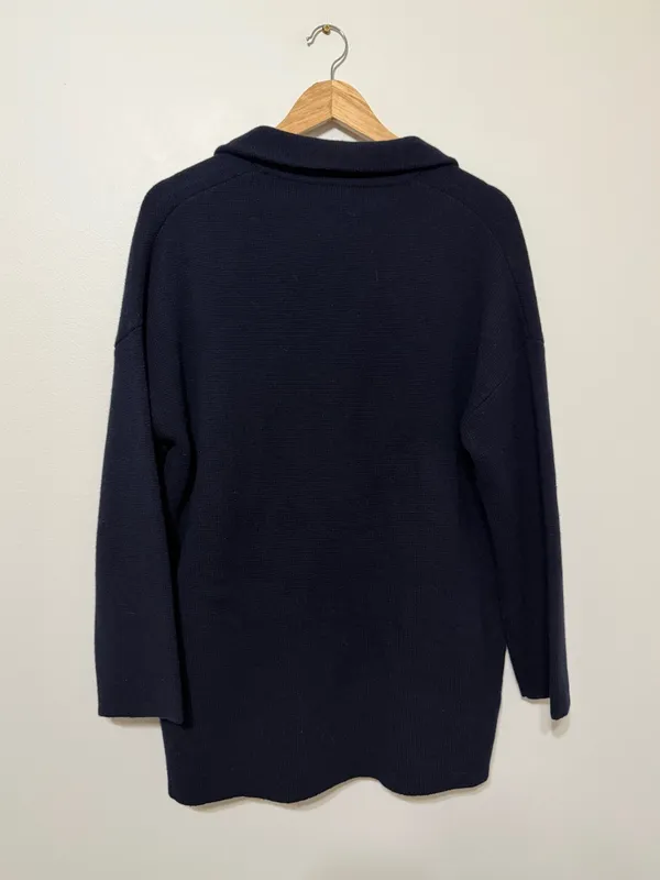 Madewell Navy Blazer Sweater Cardigan Jacket Size Small Oversized Merino Wool - Image 6