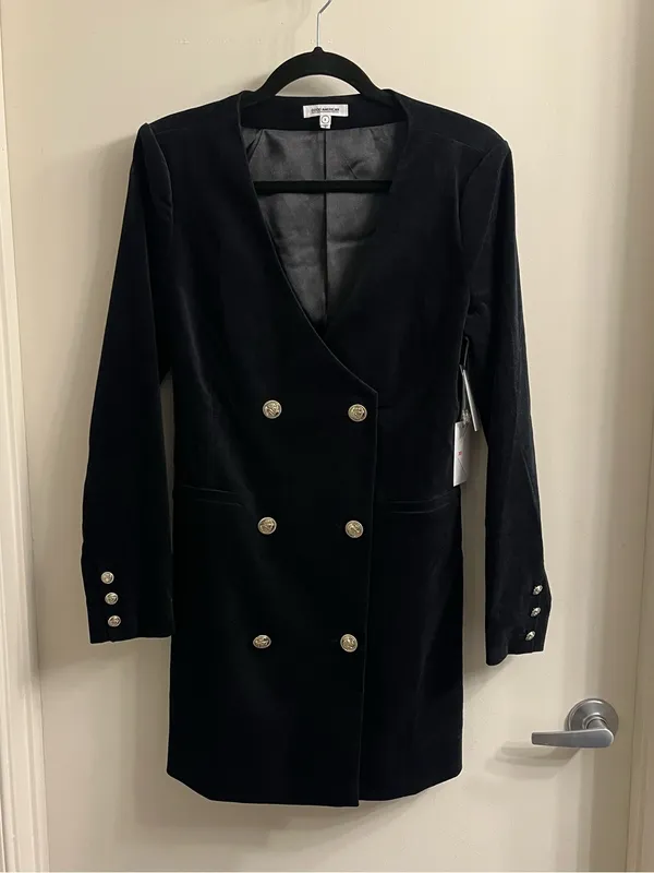 Good American Velvet Blazer Dress in Black Medium - Image 3