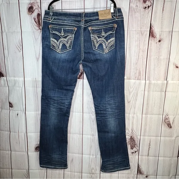 LA Idol Bootcut Dark Wash Denim Jeans Stretch - Image 3