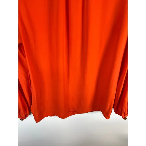 Tory Burch Orange 100% Silk Long Sleeve Blouse Top Style 11111168 Womens‎ Size 2 - Image 10