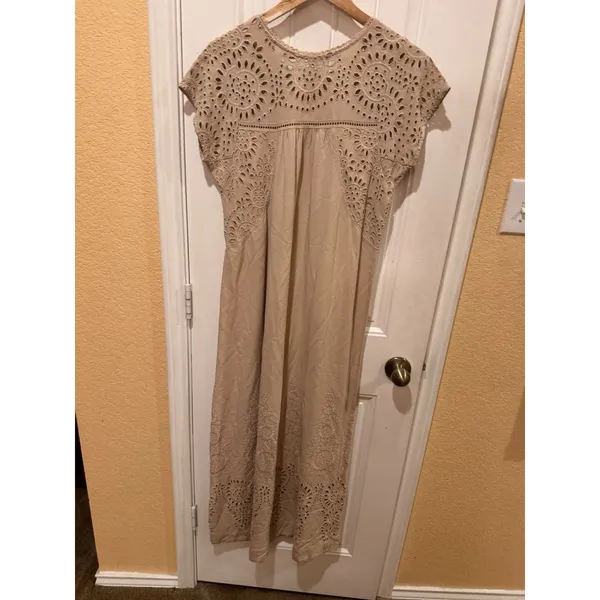 Tiny Women's Boho Lace Maxi Dress Beige Size S Brown - Image 5