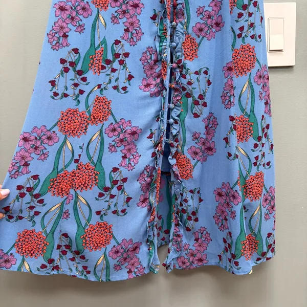 ASTR The Label Blended Blue Floral Print Button-Up Midi Dress S - Image 8