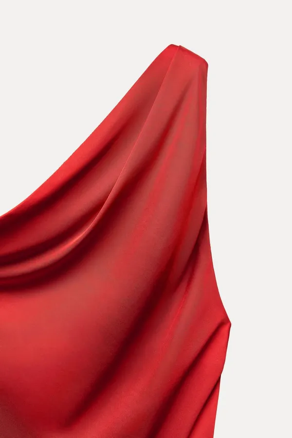red midi dress satin party wedding coctail shower night out - Image 11