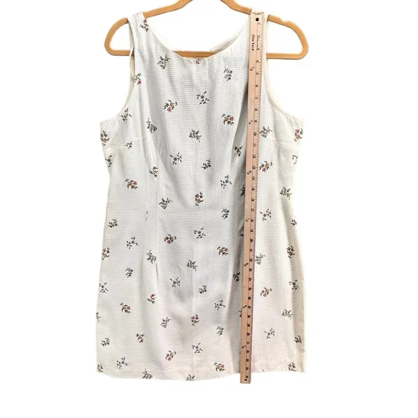 Vintage Boulevard De Paris Dress 14‎ White Linen Floral Texture Cottage Feminine - Image 8