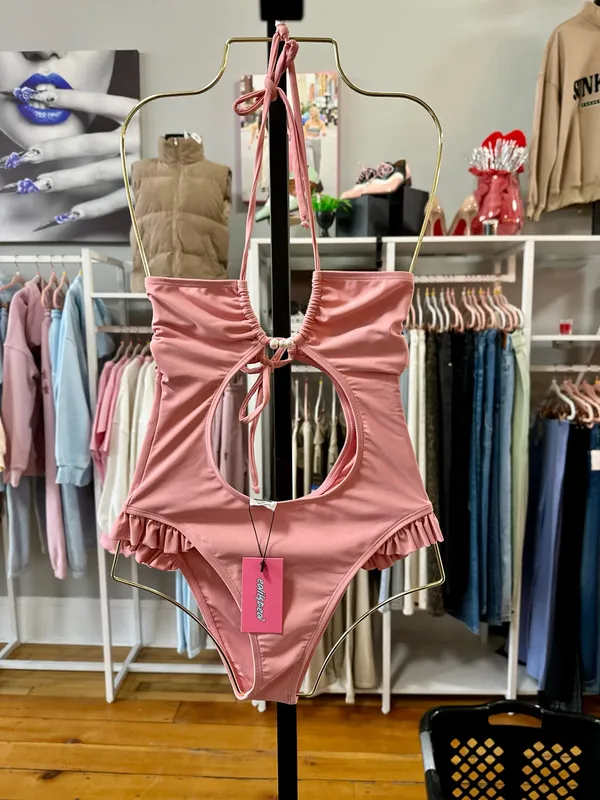 Edikted Cut-Out Swimsuit Pink - Image 6