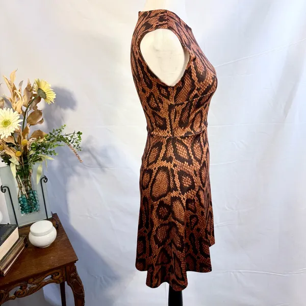 NWT WeWoreWhat Snake Print Fit & Flare Dress Brown Black Sleeveless Mini ~XS💛 - Image 5