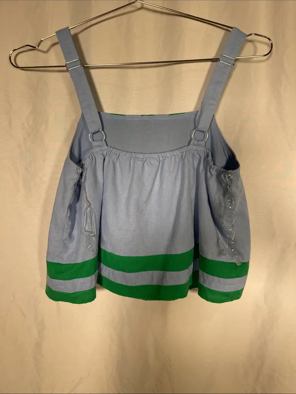 Entro Womens Linen Blend Blue Green Stretchy Blouse Top Sleeveless Small - Image 4