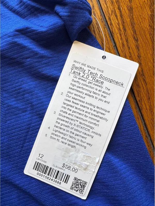 Lululemon Swiftly Tech Scoopneck Tank 2.0 Race Clubhouse Blue Size 12 NWT - Image 3