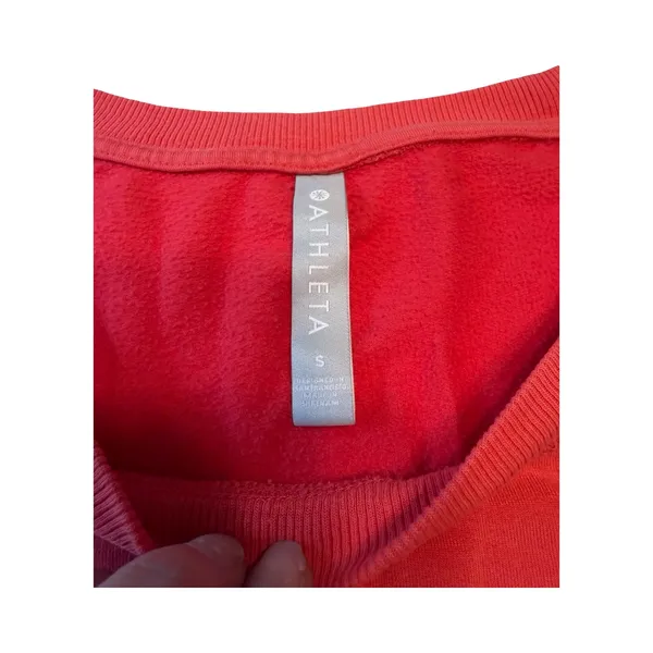 Athleta Coaster Luxe Sweatshirt Coral Pink Small Ultra Soft Split Hem Pullover - Image 2