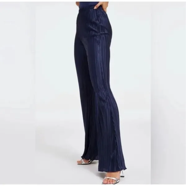 ✨Good American Always Fits Plisse Wide Leg Navy Sz 5/6=2x-3x Pants✨ - Image 3
