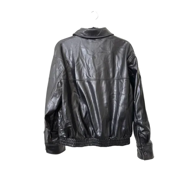 ZARA Faux Leather Bomber Jacket Black X-Small - Image 3