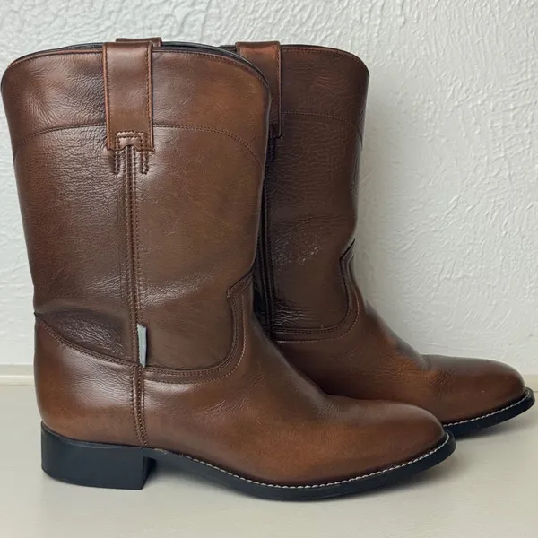 Acme Womens Brown Leather Roper Western Boots Round Toe Made in Mexico 4.5 D - Image 4