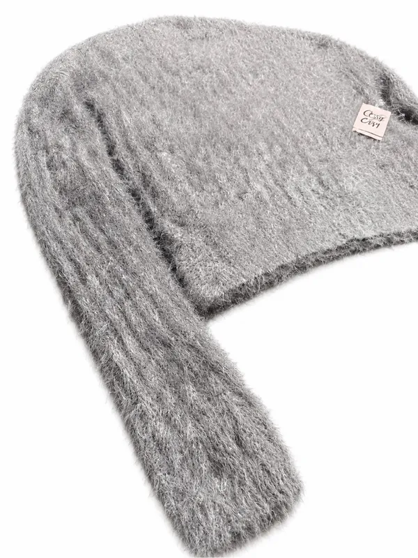Candie’s Cozy & Soft Fuzzy Knit Sweater Gray Cropped Stretchy Size Small - Image 2