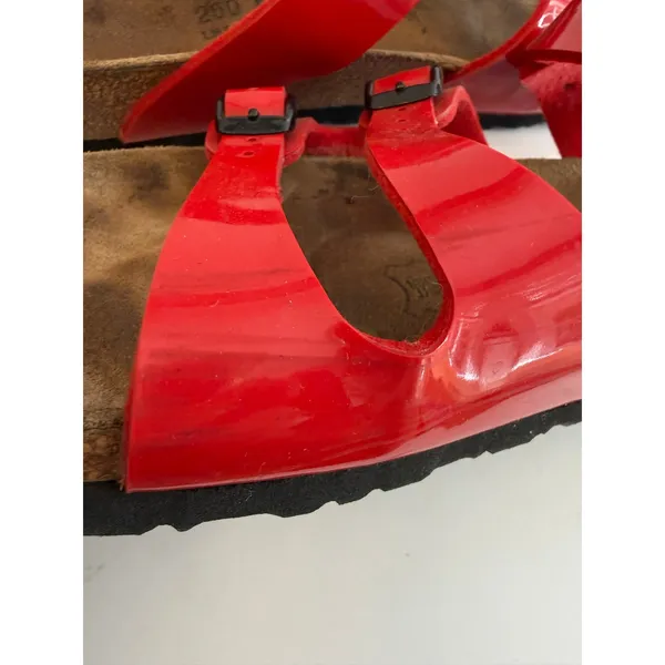 Birki’s by Birkenstock Havanna Sandal Women’s Sz 9 Patent Red Birko-Flor 3-Strap - Image 6