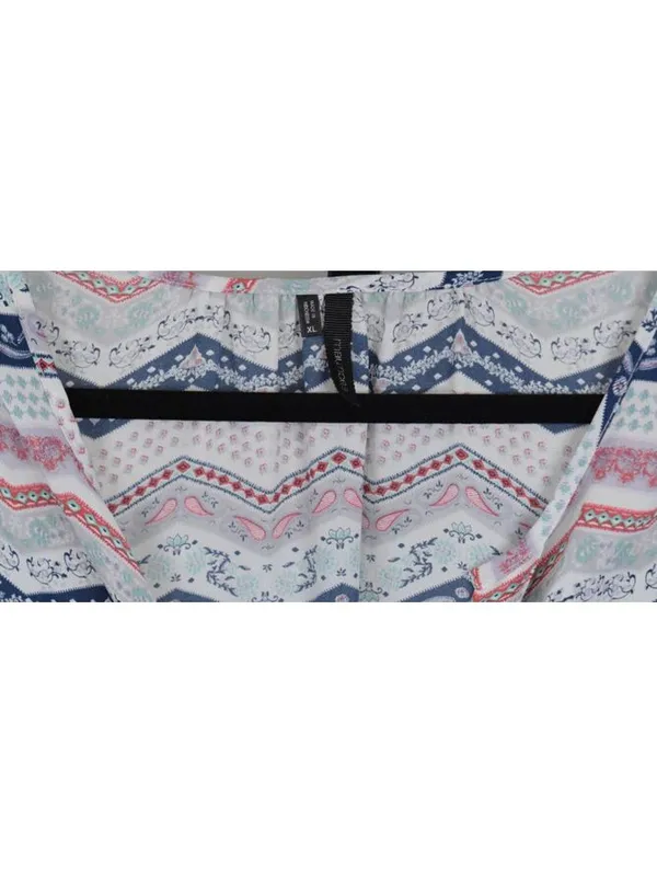 Maurices Women's XL Blue Pink Boho Chevron Paisley Sleeveless V-Back Blouse - Image 3